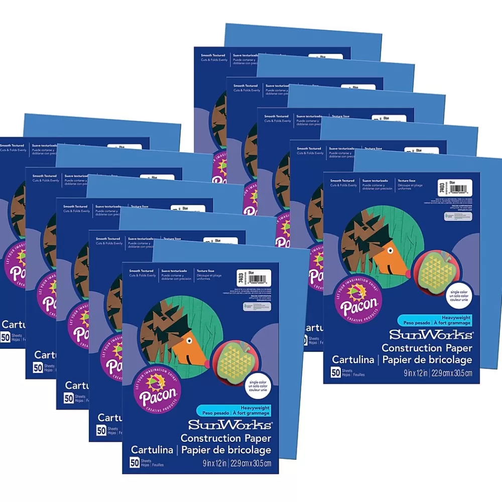 Pacon Prang® Construction Paper, Blue, 9" x 12", 50 Sheets Per Pack, 10 Packs (PAC7403-10) Outlet