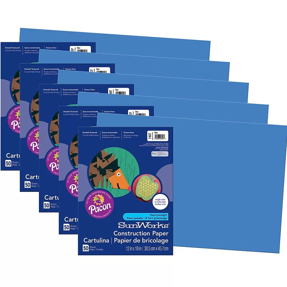 Pacon Prang® Construction Paper, Blue, 12" x 18", 50 Sheets Per Pack, 5 Packs (PAC7407-5) Cheap