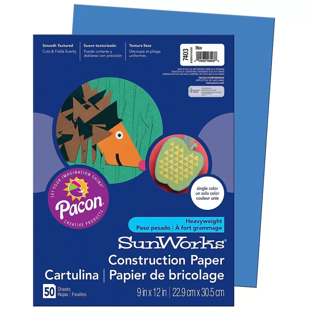 Pacon Prang® Construction Paper, Blue, 9" x 12", 50 Sheets Per Pack, 10 Packs (PAC7403-10) Outlet