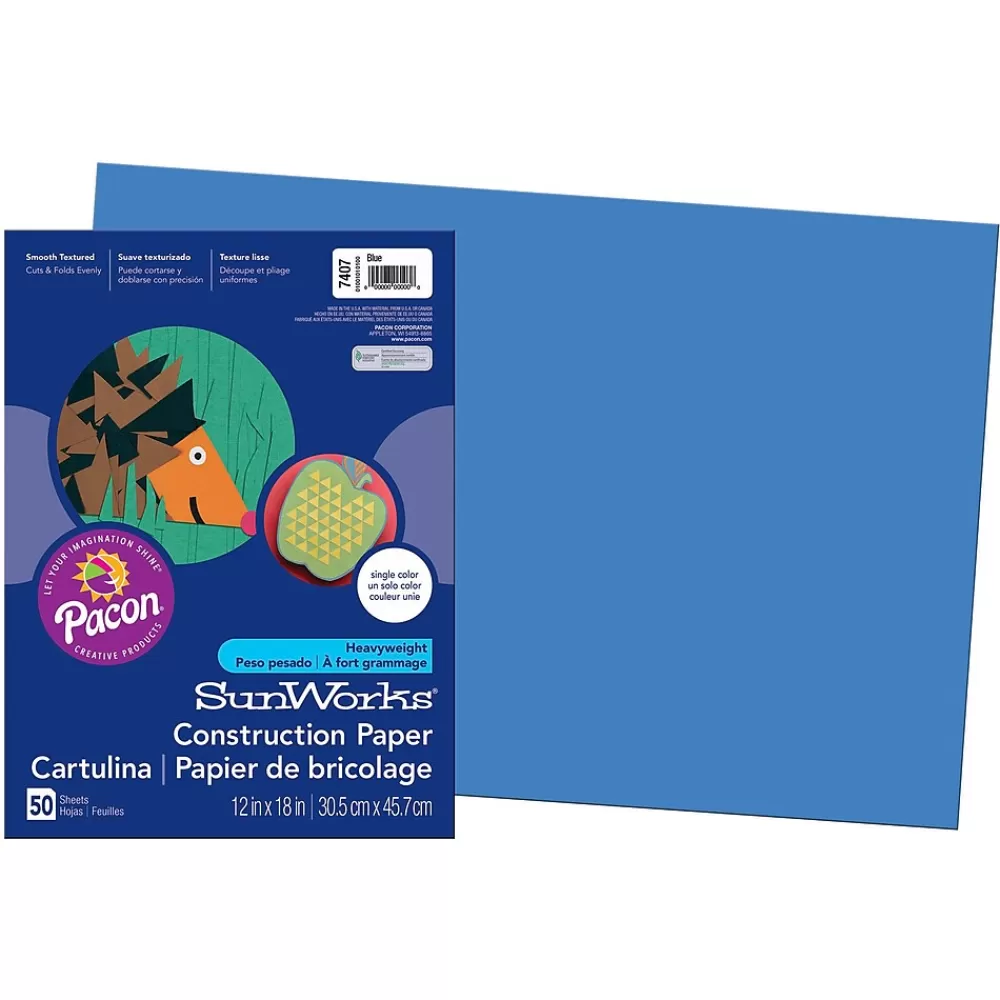 Pacon Prang® Construction Paper, Blue, 12" x 18", 50 Sheets Per Pack, 5 Packs (PAC7407-5) Cheap