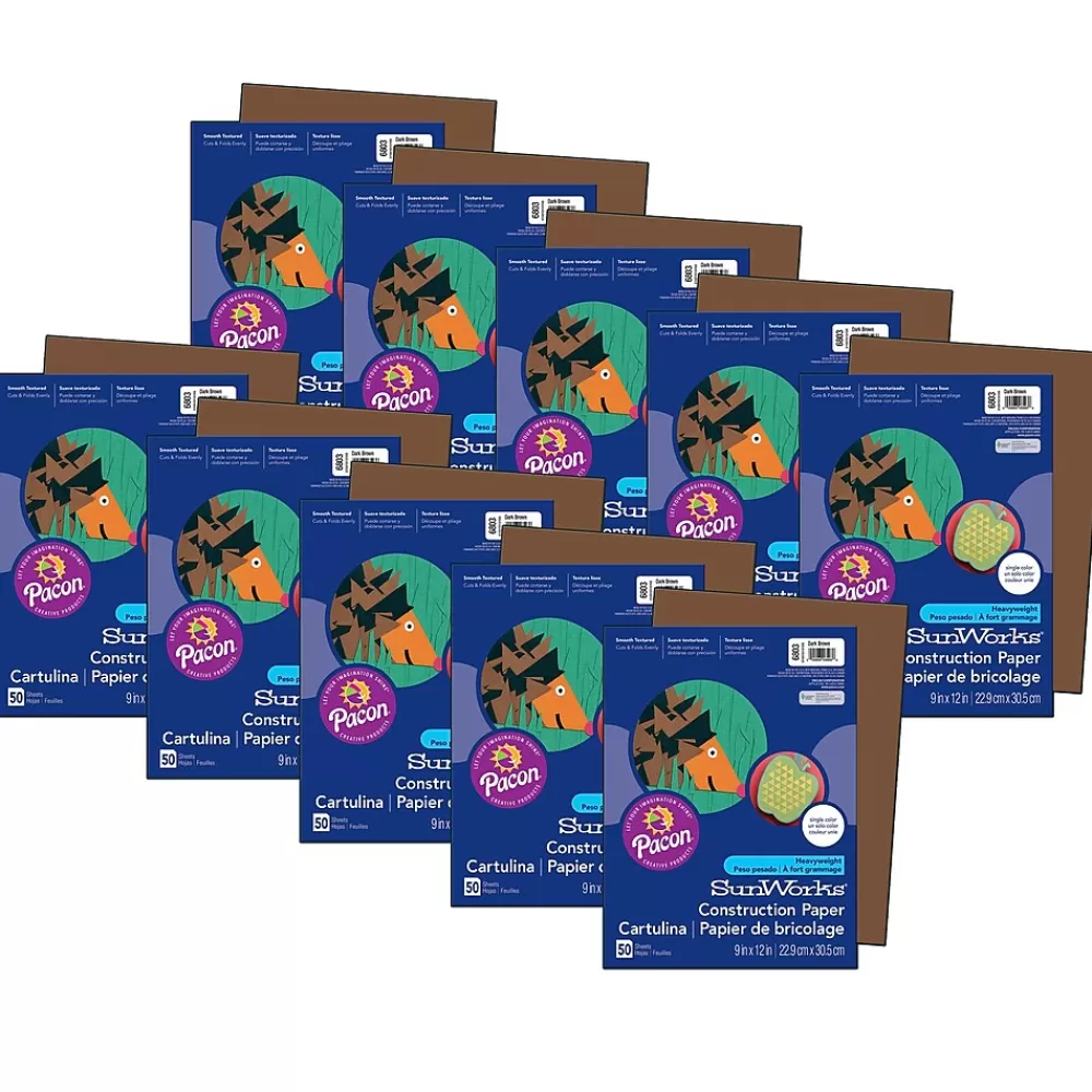 Pacon Prang® Construction Paper, Dark Brown, 9" x 12", 50 Sheets Per Pack, 10 Packs (PAC6803-10) Best