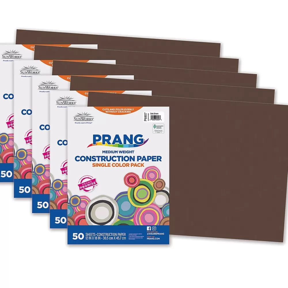 Pacon Prang® Construction Paper, Dark Brown, 12" x 18", 50 Sheets Per Pack, 5 Packs (PAC6807-5) Hot