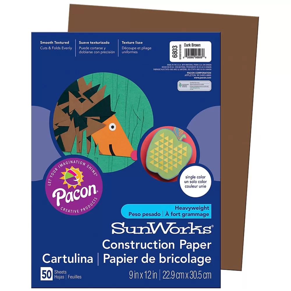 Pacon Prang® Construction Paper, Dark Brown, 9" x 12", 50 Sheets Per Pack, 10 Packs (PAC6803-10) Best