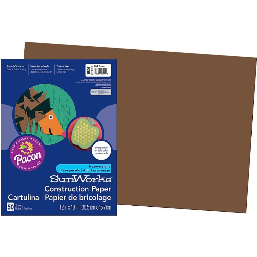 Pacon Prang® Construction Paper, Dark Brown, 12" x 18", 50 Sheets Per Pack, 5 Packs (PAC6807-5) Hot
