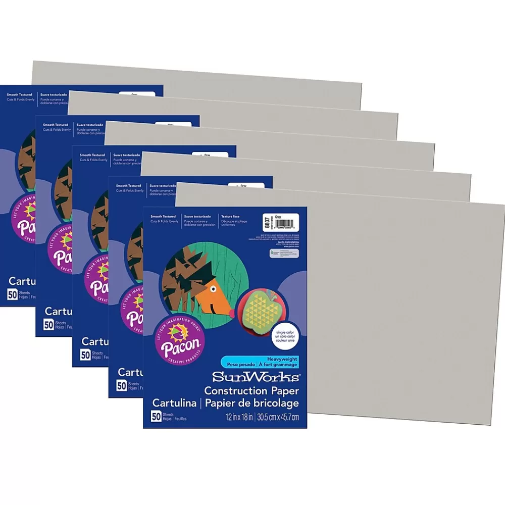 Pacon Prang® Construction Paper, Gray, 12" x 18", 50 Sheets Per Pack, 5 Packs (PAC8807-5) Shop