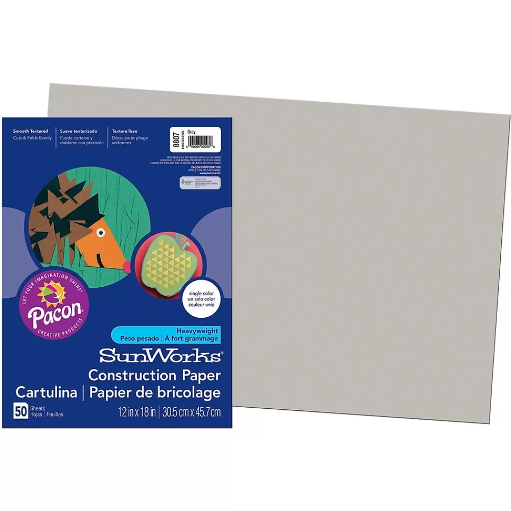 Pacon Prang® Construction Paper, Gray, 12" x 18", 50 Sheets Per Pack, 5 Packs (PAC8807-5) Shop