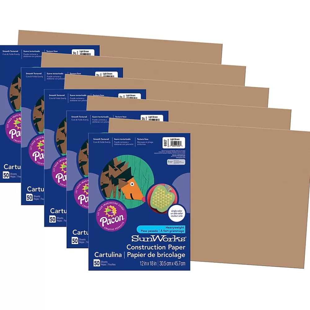 Pacon Prang® Construction Paper, Light Brown, 12" x 18", 50 Sheets Per Pack, 5 Packs (PAC6907-5) Shop