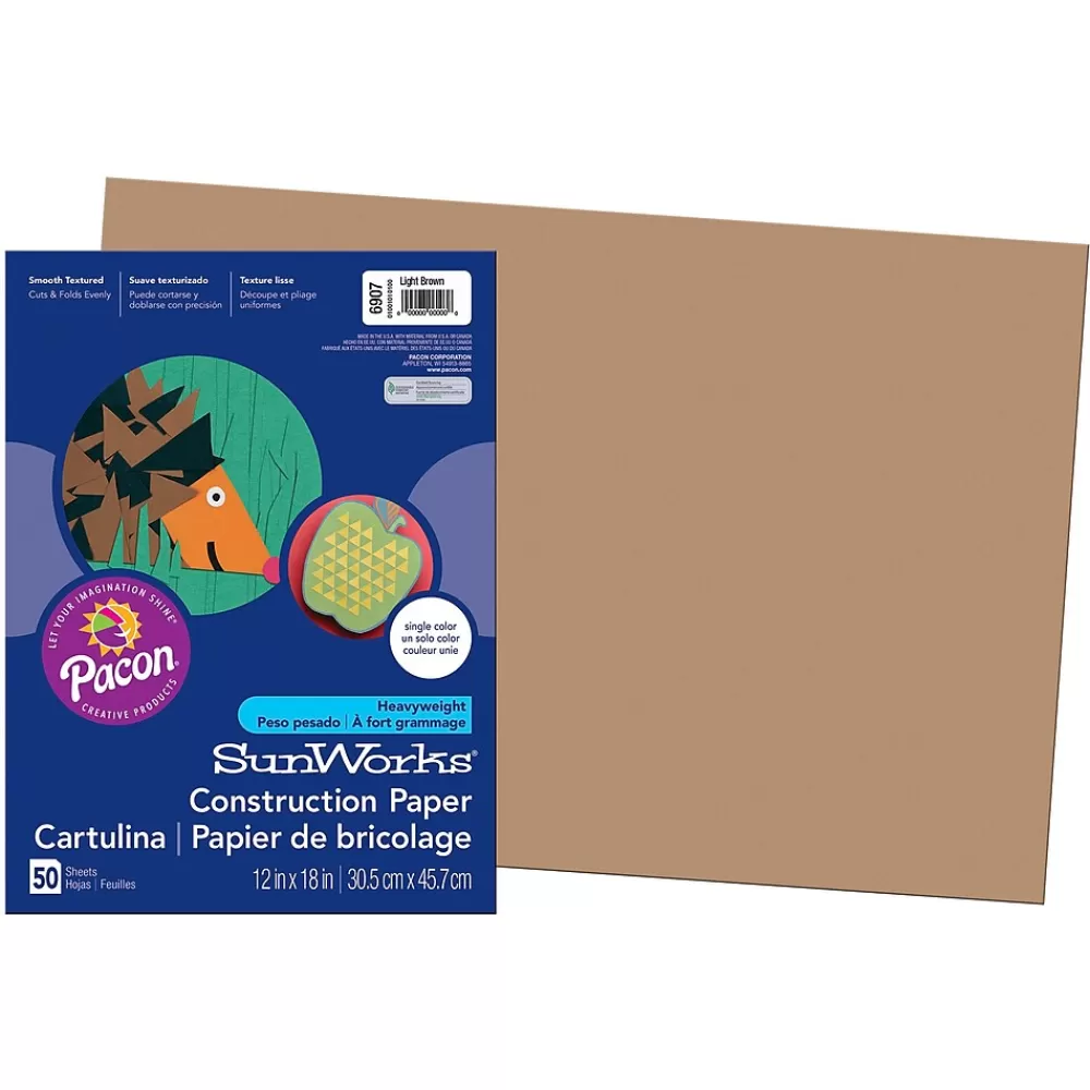 Pacon Prang® Construction Paper, Light Brown, 12" x 18", 50 Sheets Per Pack, 5 Packs (PAC6907-5) Shop