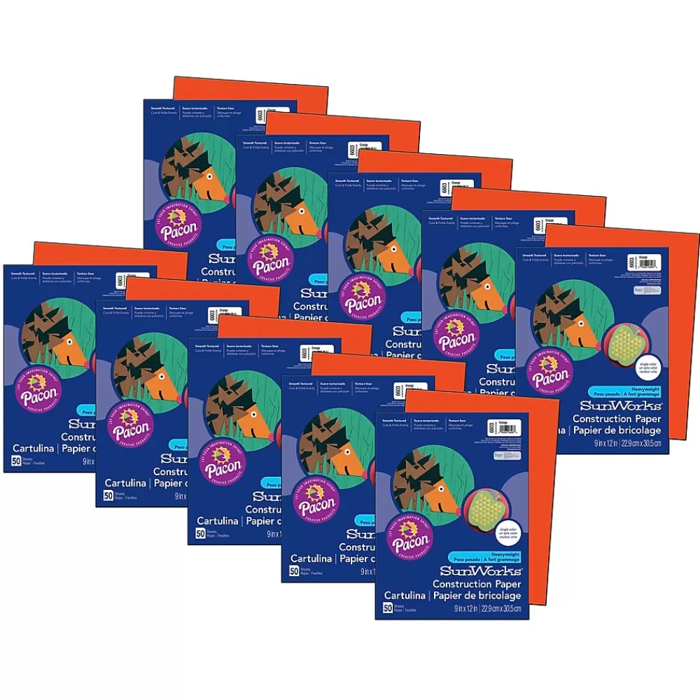 Pacon Prang® Construction Paper, Orange, 9" x 12", 50 Sheets Per Pack, 10 Packs (PAC6603-10) Cheap
