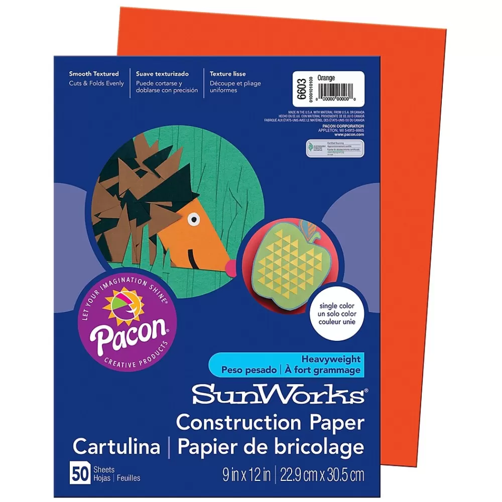 Pacon Prang® Construction Paper, Orange, 9" x 12", 50 Sheets Per Pack, 10 Packs (PAC6603-10) Cheap