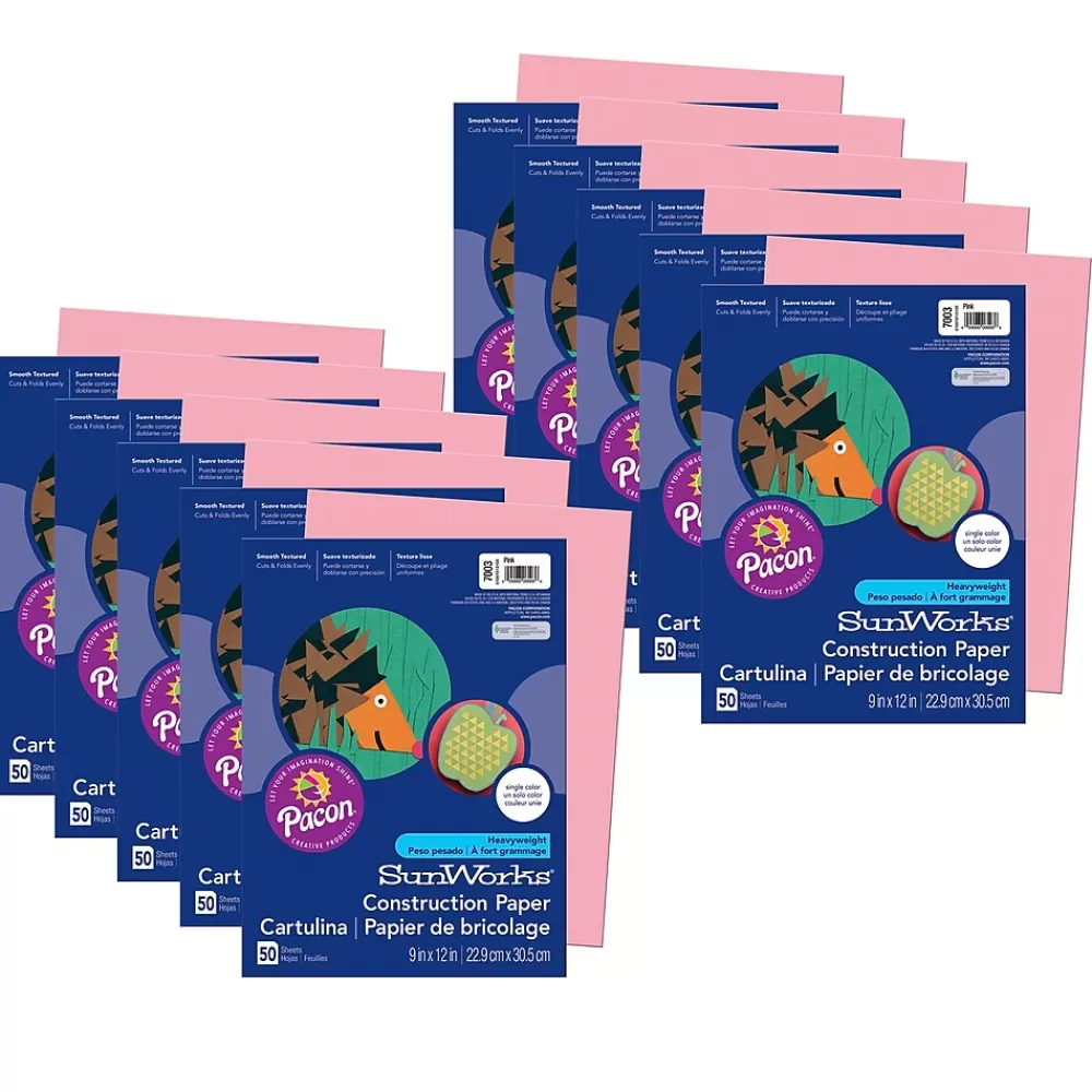 Pacon Prang® Construction Paper, Pink, 9" x 12", 50 Sheets Per Pack, 10 Packs (PAC7003-10) Online