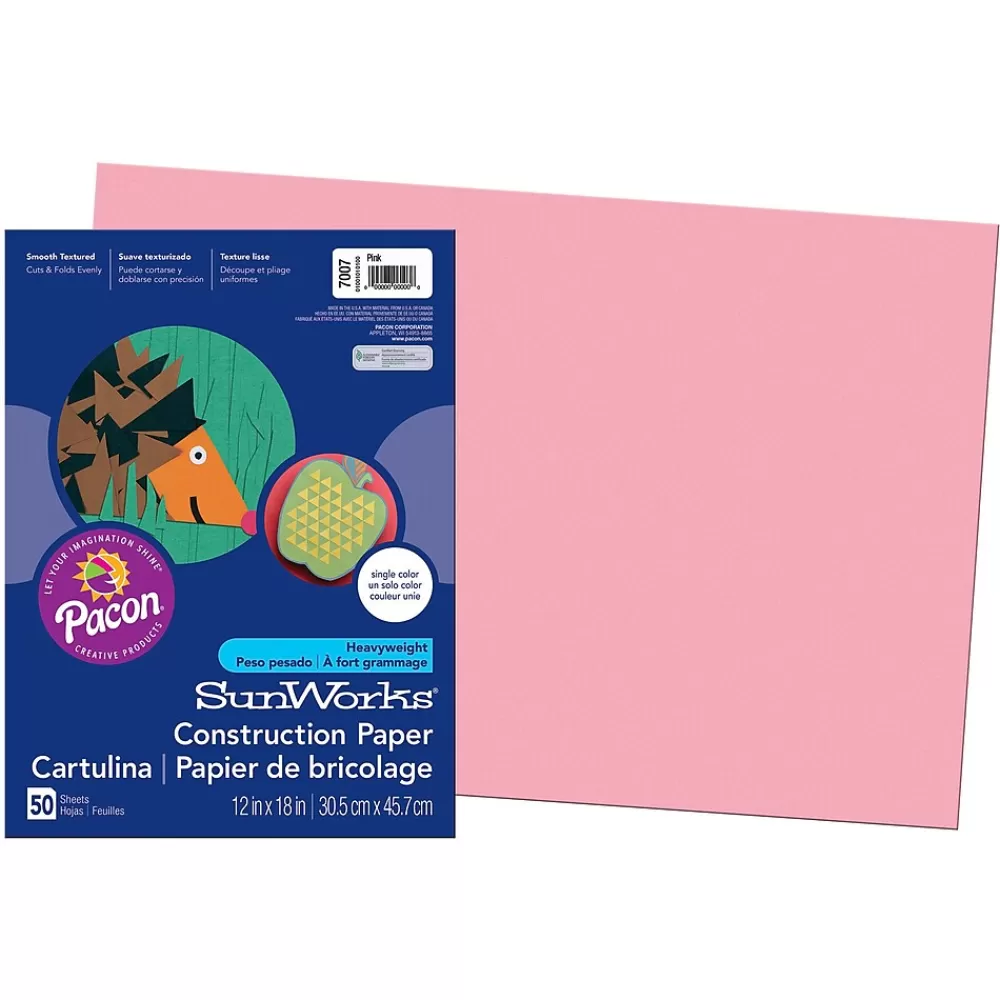 Pacon Prang® Construction Paper, Pink, 12" x 18", 50 Sheets Per Pack, 5 Packs (PAC7007-5) Store