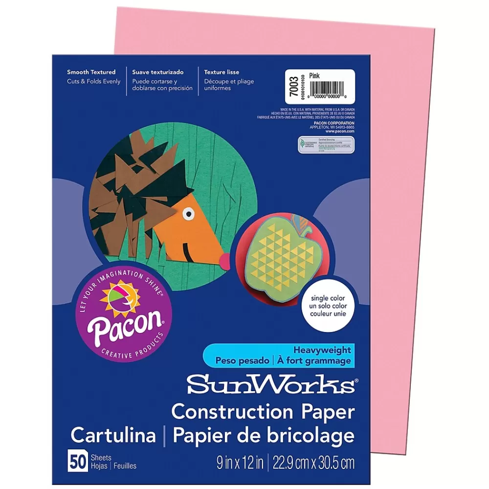 Pacon Prang® Construction Paper, Pink, 9" x 12", 50 Sheets Per Pack, 10 Packs (PAC7003-10) Online