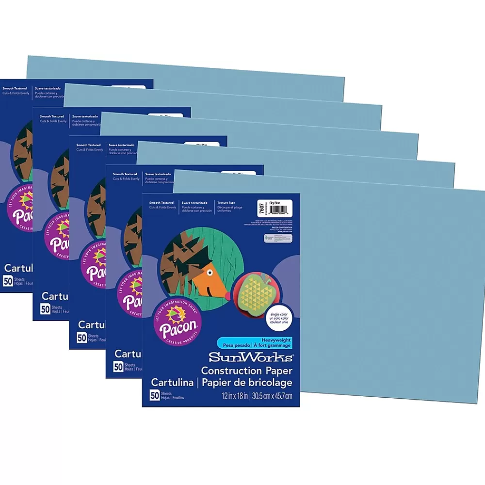 Pacon Prang® Construction Paper, Sky Blue, 12" x 18", 50 Sheets Per Pack, 5 Packs (PAC7607-5) Cheap