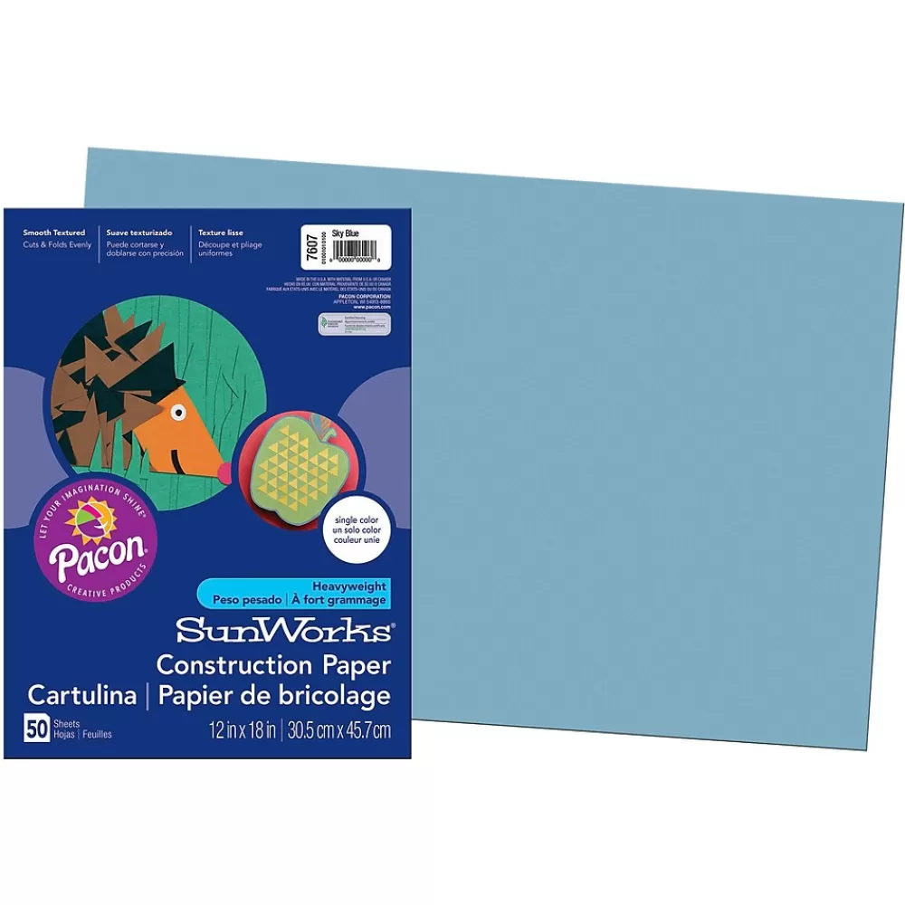 Pacon Prang® Construction Paper, Sky Blue, 12" x 18", 50 Sheets Per Pack, 5 Packs (PAC7607-5) Cheap
