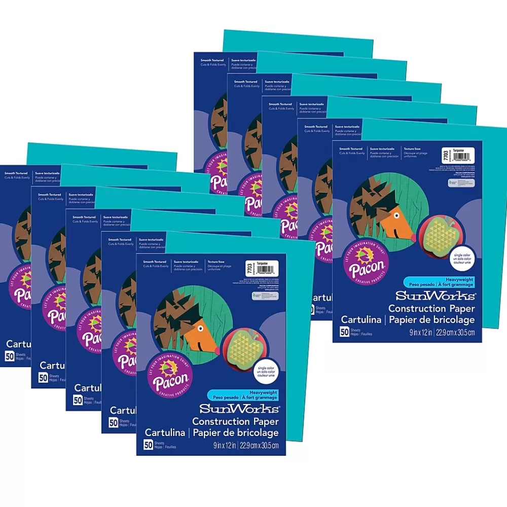Pacon Prang® Construction Paper, Turquoise, 9" x 12", 50 Sheets Per Pack, 10 Packs (PAC7703-10) Hot