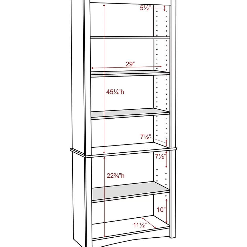 Prepac ™ 6 Shelf Bookcase, Oak Cheap