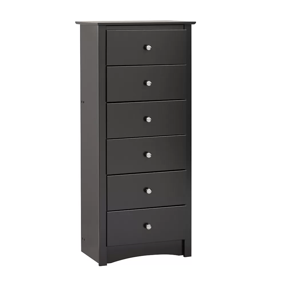 Prepac ™ 53.25" Sonoma Tall 6 Drawer Chest, Black Fashion