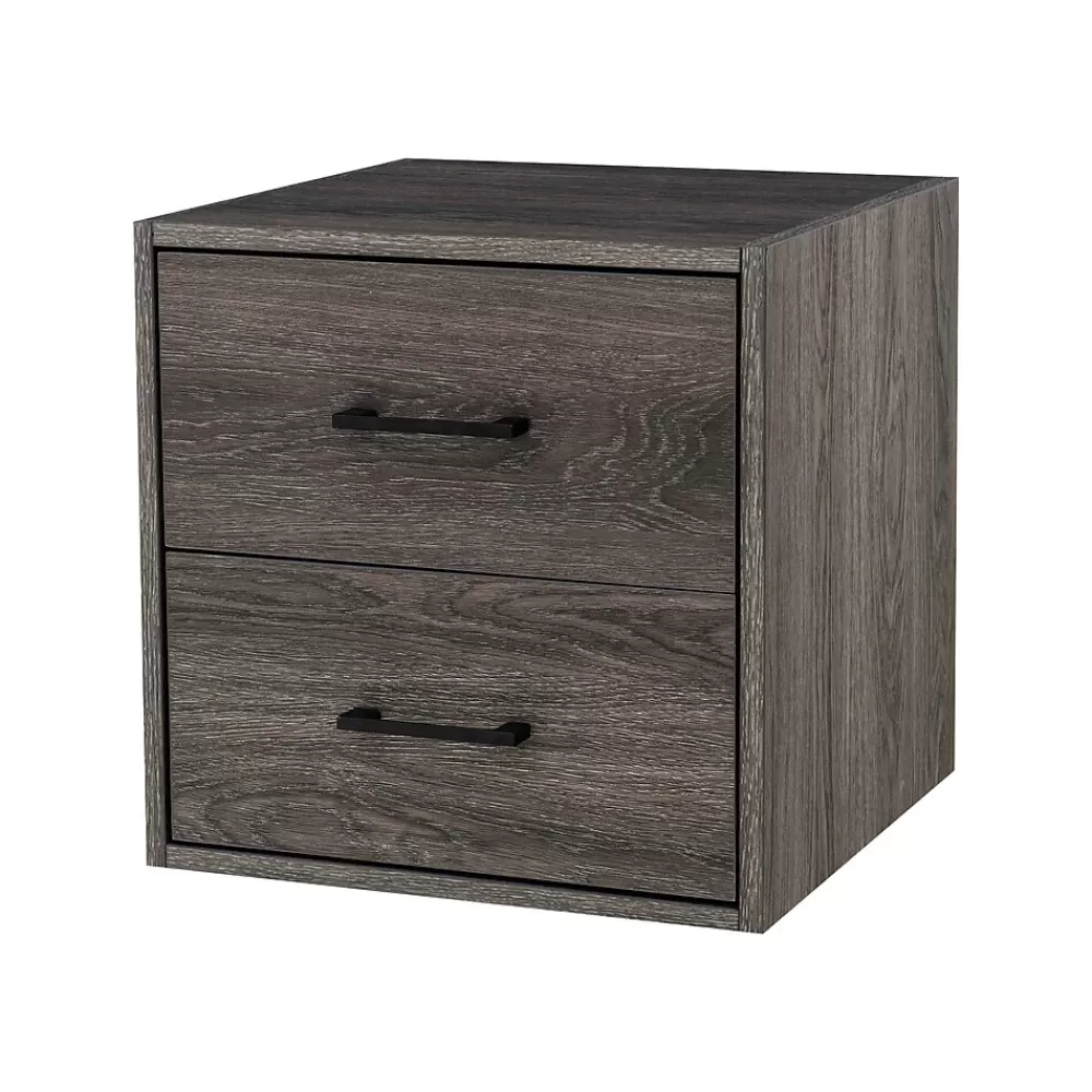 QUUBs 15.75" Drawer Cabinet with 2 Drawers, Weathered Gray (G115002500) Clearance