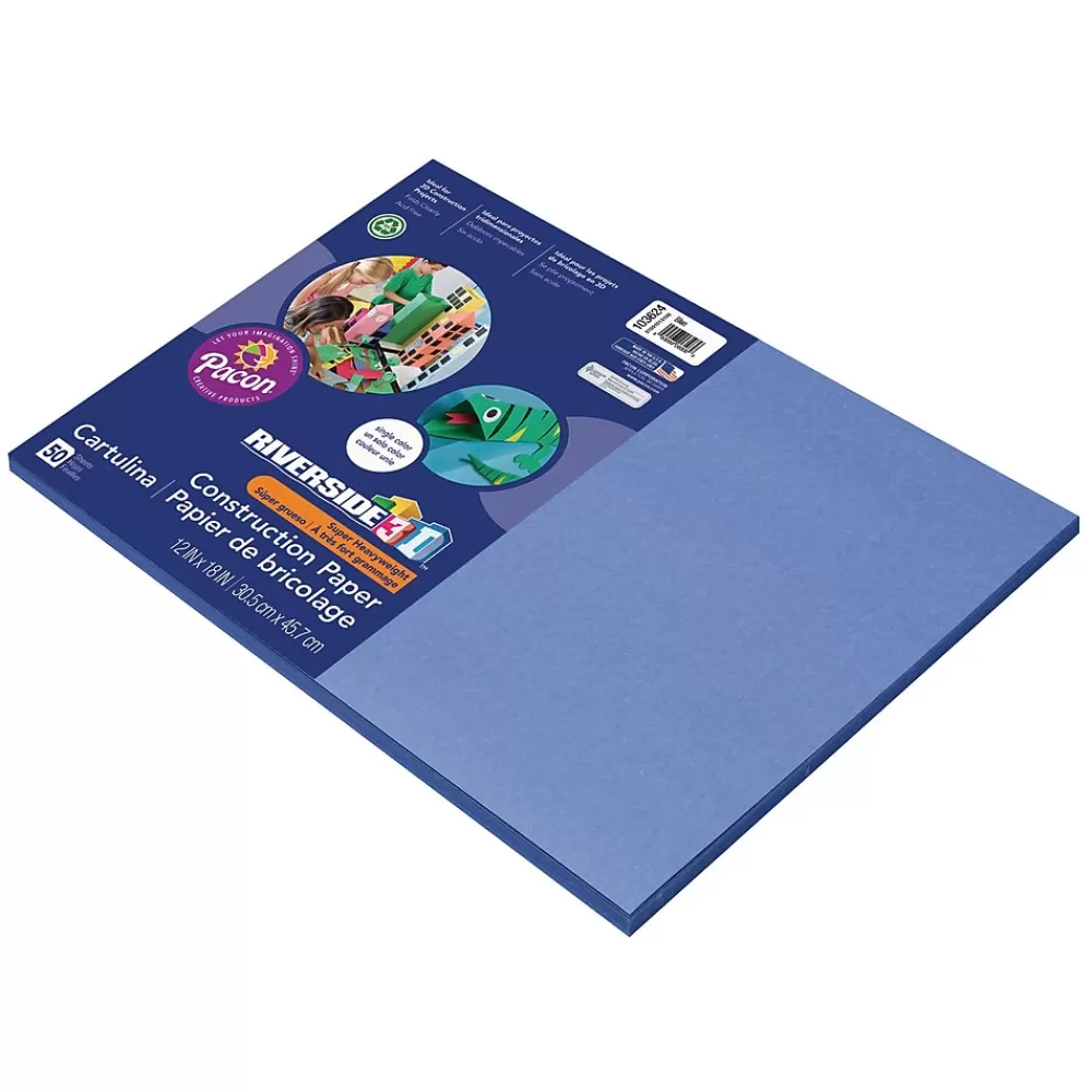 Riverside 3D 12" x 18" Construction Paper, Blue, 50 Sheets (P103624) Store