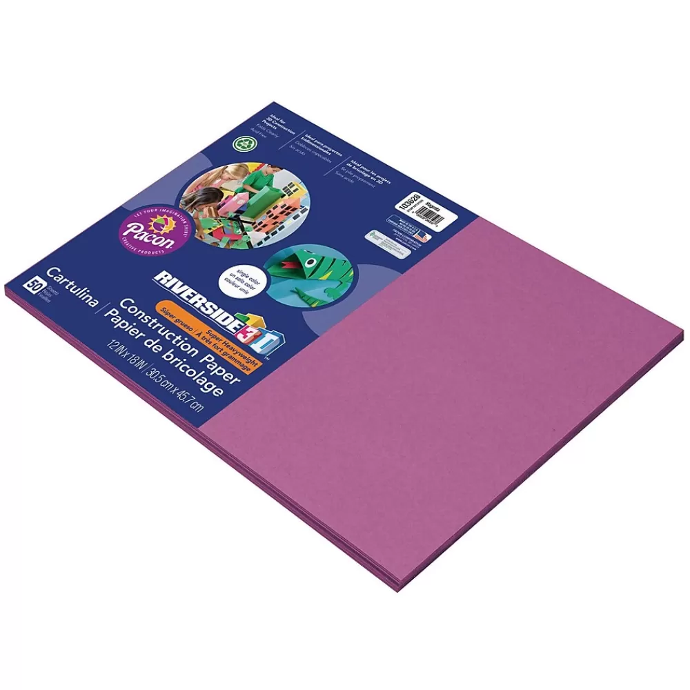 Riverside 3D 12" x 18" Construction Paper, Magenta, 50 Sheets (P103628) New