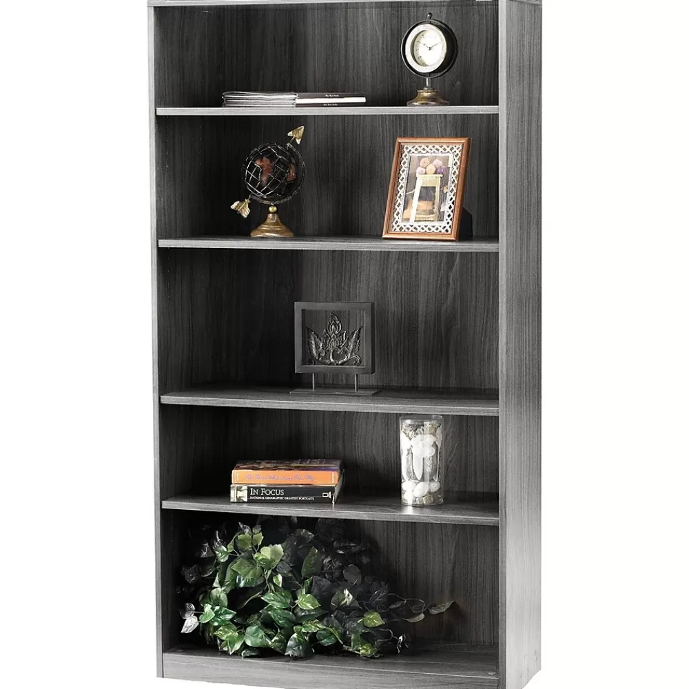 Safco Aberdeen 5-Shelf Bookcase 68 3/4"H, Gray Steel (AB5S36LGS) Hot