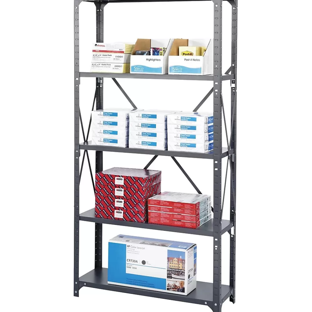 Safco Commercial 5-Shelf Metal Unit, 36", Gray (6265) Online