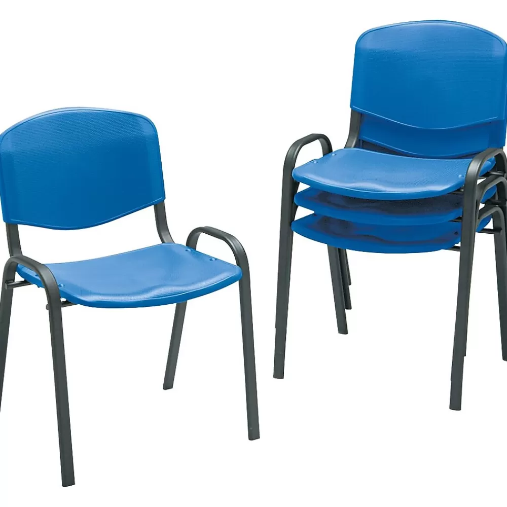 Safco Polypropylene Office Chair Stacking Chair, Blue, 4/Carton (4185BU) Clearance