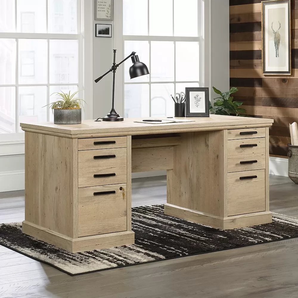 Sauder Aspen Post 65"W Executive Computer Desk, (426487) Prime Oak Best