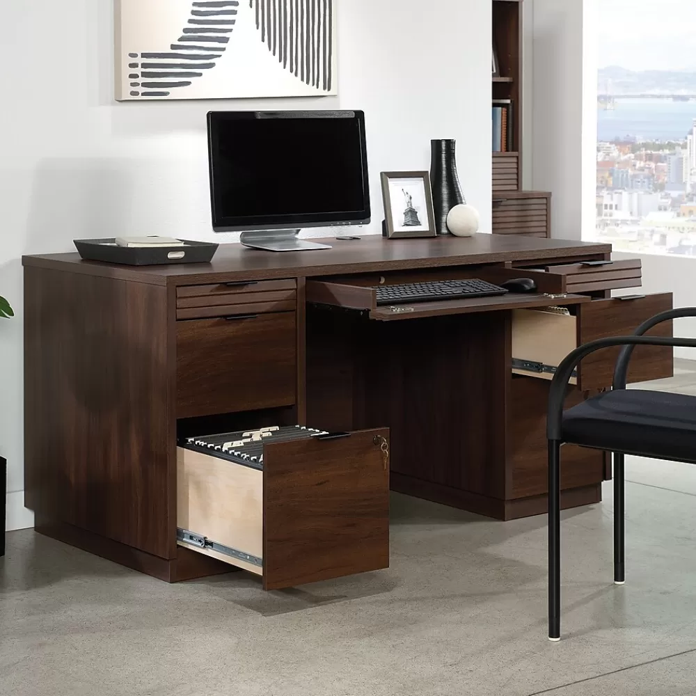 Sauder Palo Alto 59"W Executive Desk, Spiced Mahogany (427792) Hot