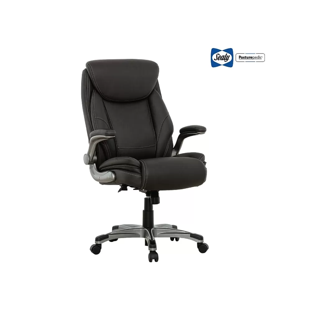 Sealy Posturepedic Axel Swivel Executive Office Chair, Dark Grey (64626) New