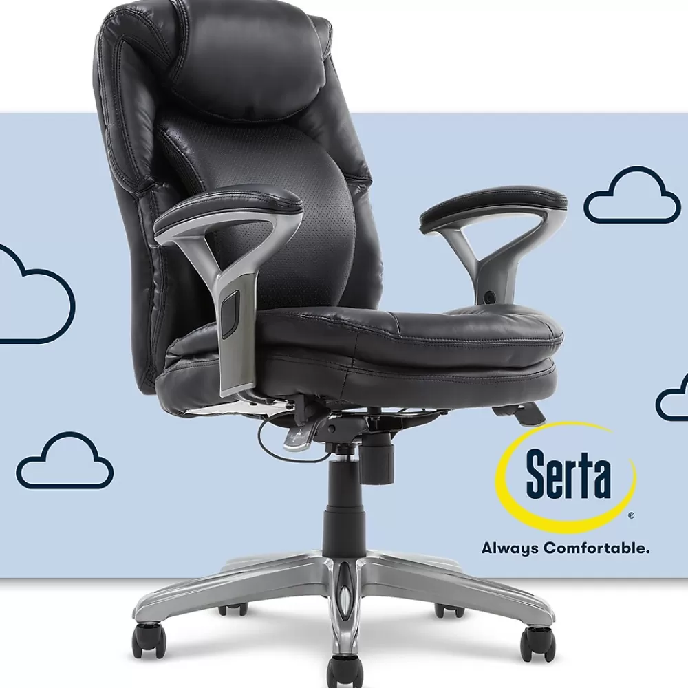 Serta AIR Bonded Leather Executive Chair, Black (CHR200100) New