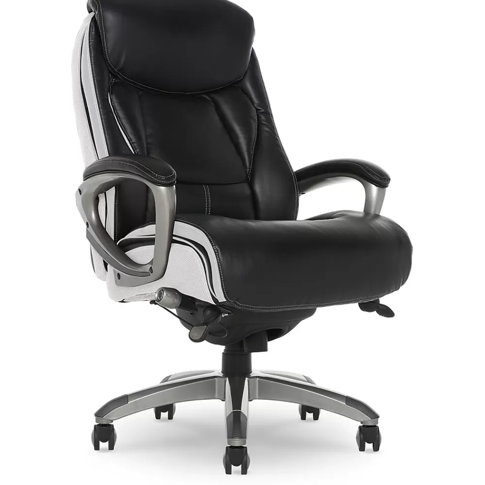 Serta Lautner Ergonomic Bonded Leather Swivel Executive Chair, Black/Cream (44942) Flash Sale