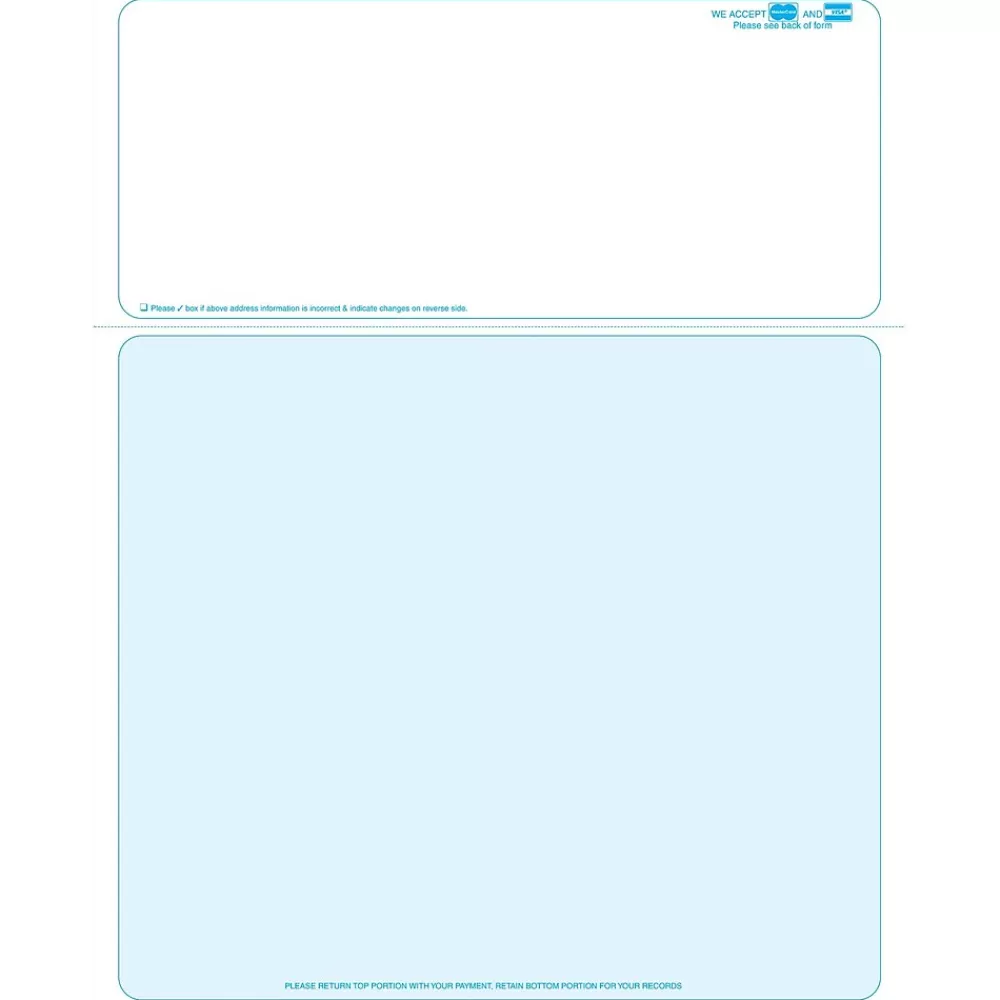 Medical Arts Press Solid Color Laser Statements, Style B, with Credit Card Information, Blue New