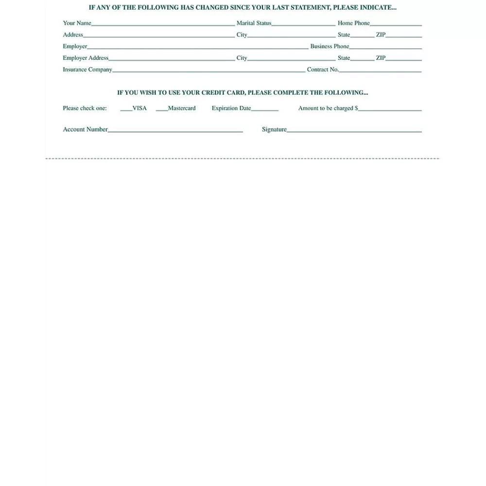 Medical Arts Press Solid Color Laser Statements, Style B, with Credit Card Information, Teal Store