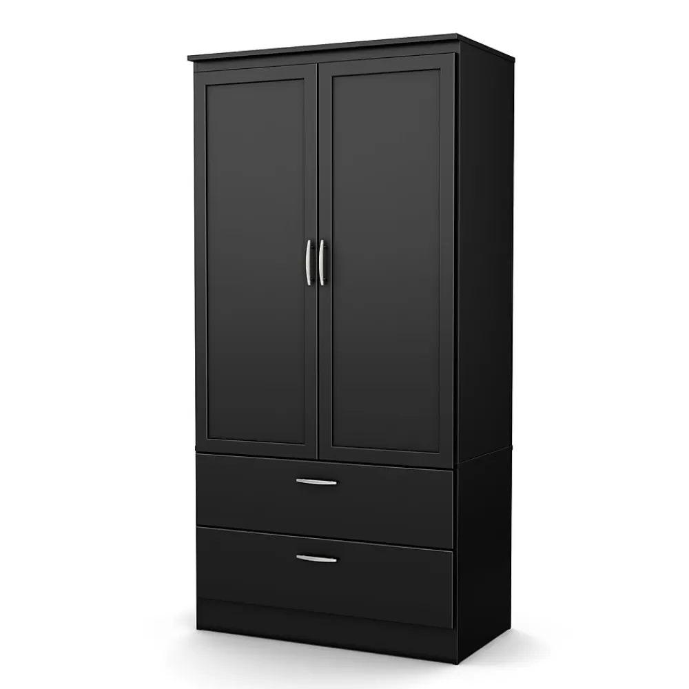 South Shore Acapella Wardrobe Armoire, Pure Black (5370038) Outlet