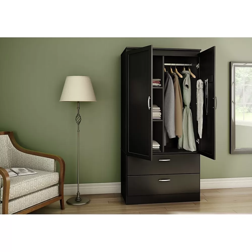 South Shore Acapella Wardrobe Armoire, Pure Black (5370038) Outlet