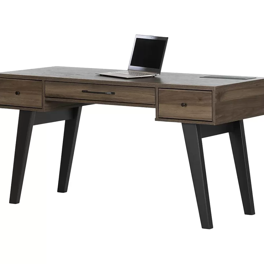 South Shore Helsy 60"W Computer Desk, Natural Walnut (13306) Outlet