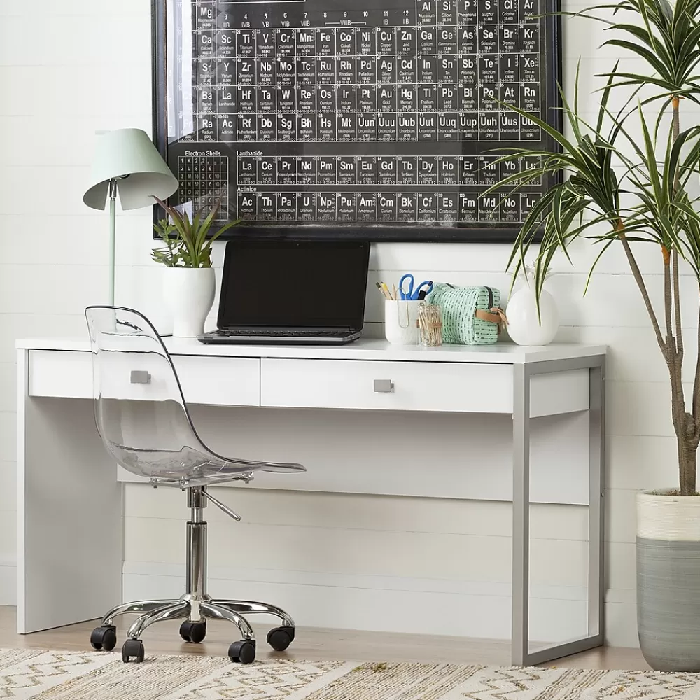 South Shore Interface Desk with 2 Drawers, White (10536) Online