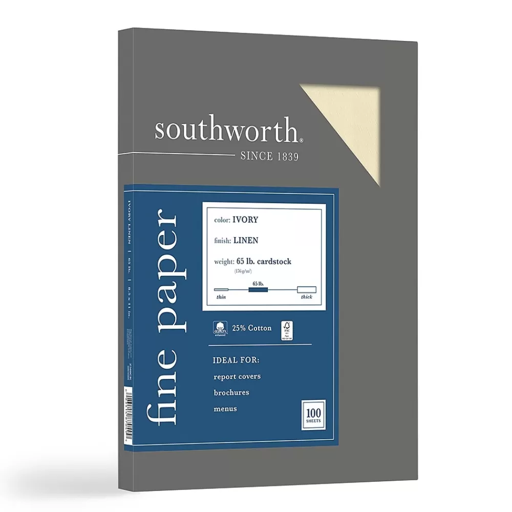 Southworth 8.5" x 11" Business Paper, 65 lbs., 100 Brightness, 100/Box (Z560CK) Best Sale