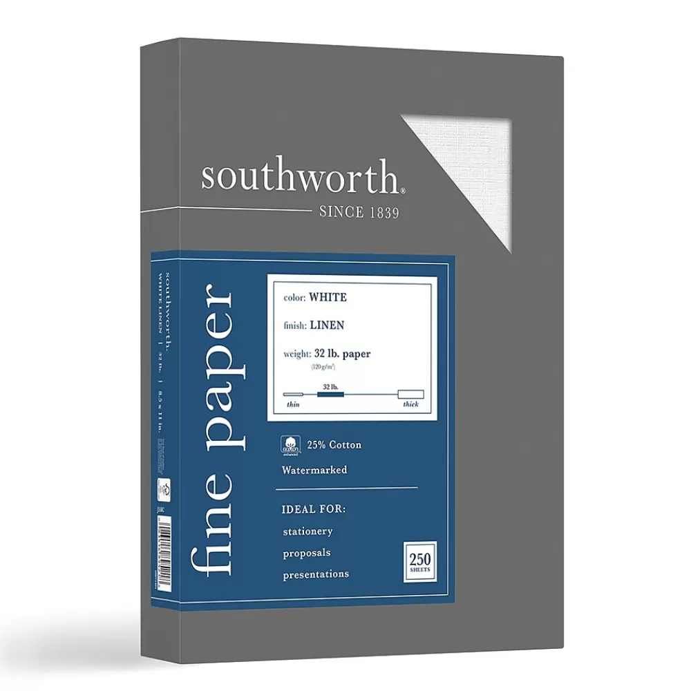 Southworth 8.5" x 11" Business Paper, 32 Lbs., Linen, 250/Box (J558C) Shop