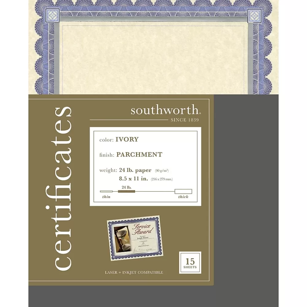 Southworth Certificates, 8.5" x 11", Ivory, 15/Pack (CT1R) Fashion