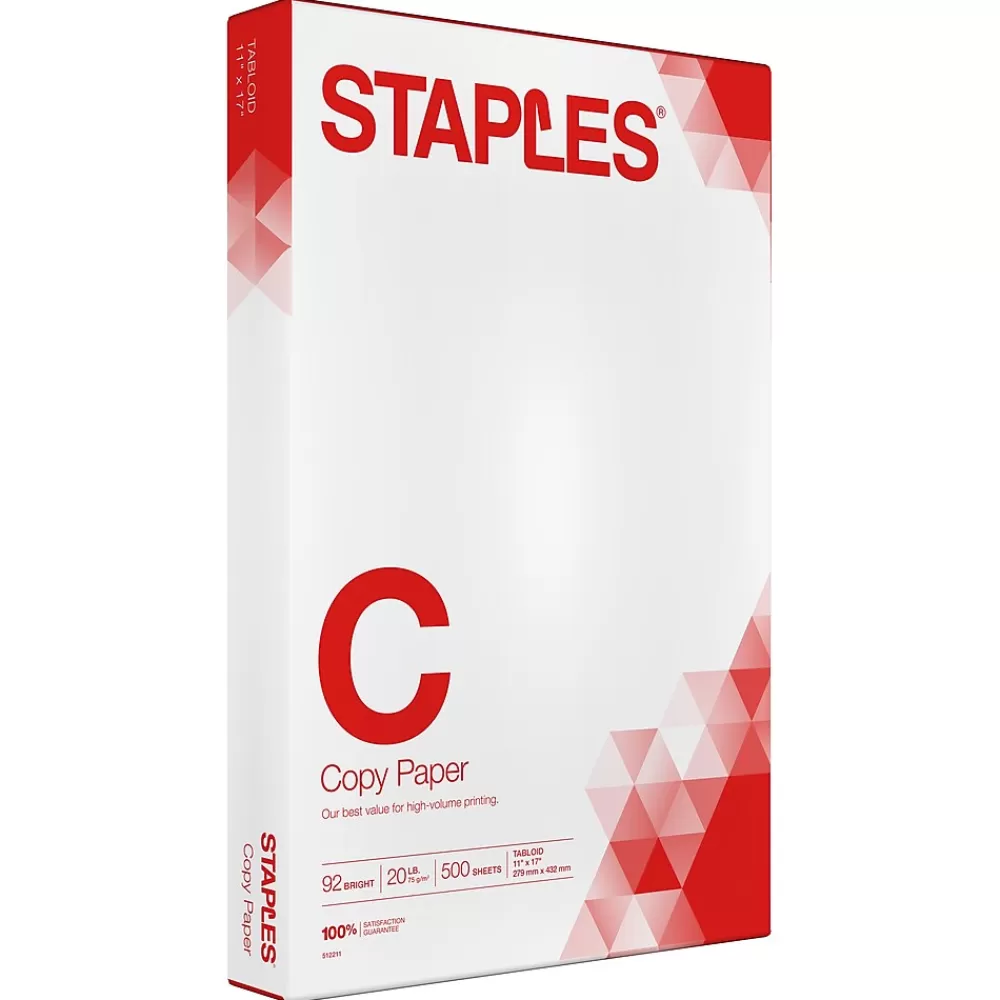 Staples 11" x 17" Copy Paper, 20 lbs., 92 Brightness, 500 Sheets/Ream (190450) Best