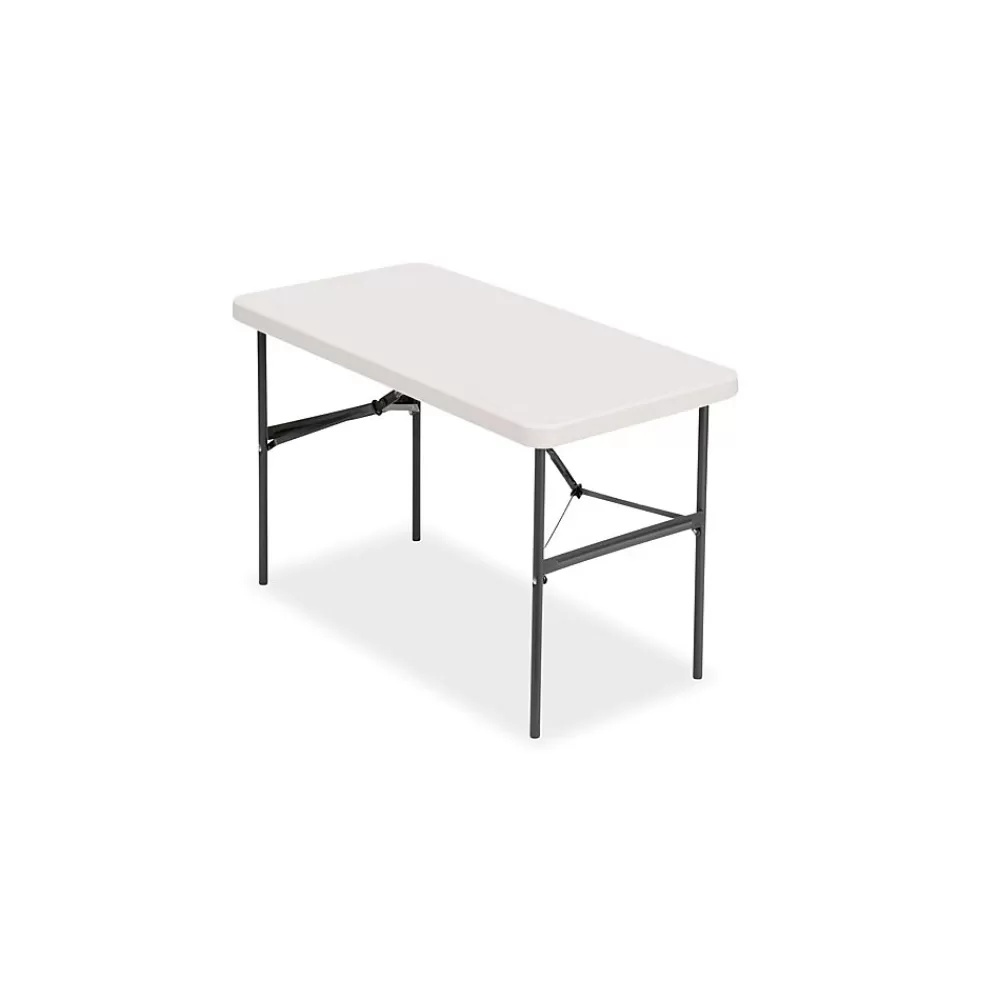 Staples 4' x 24" Heavy Duty Plastic Folding Table, Gray (79203/54406) Best