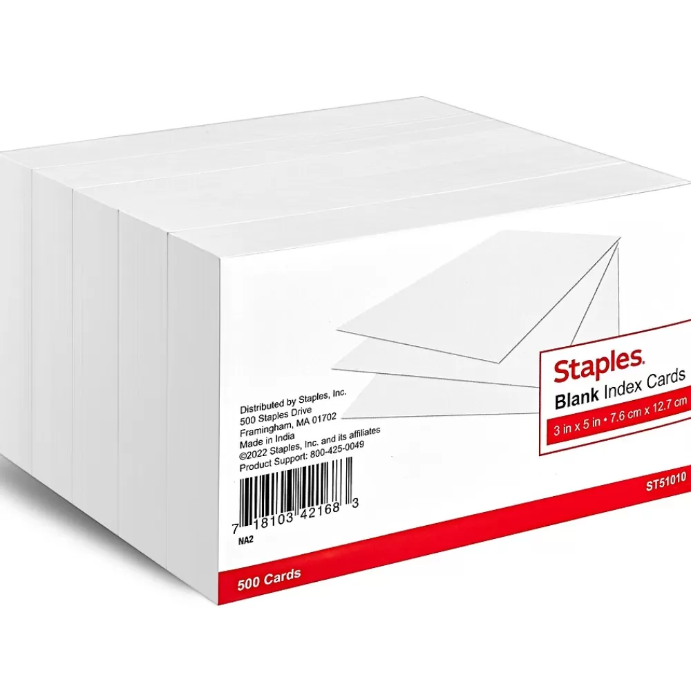 Staples 3" x 5" Index Cards, Blank, White, 500/Pack (TR51010) Flash Sale