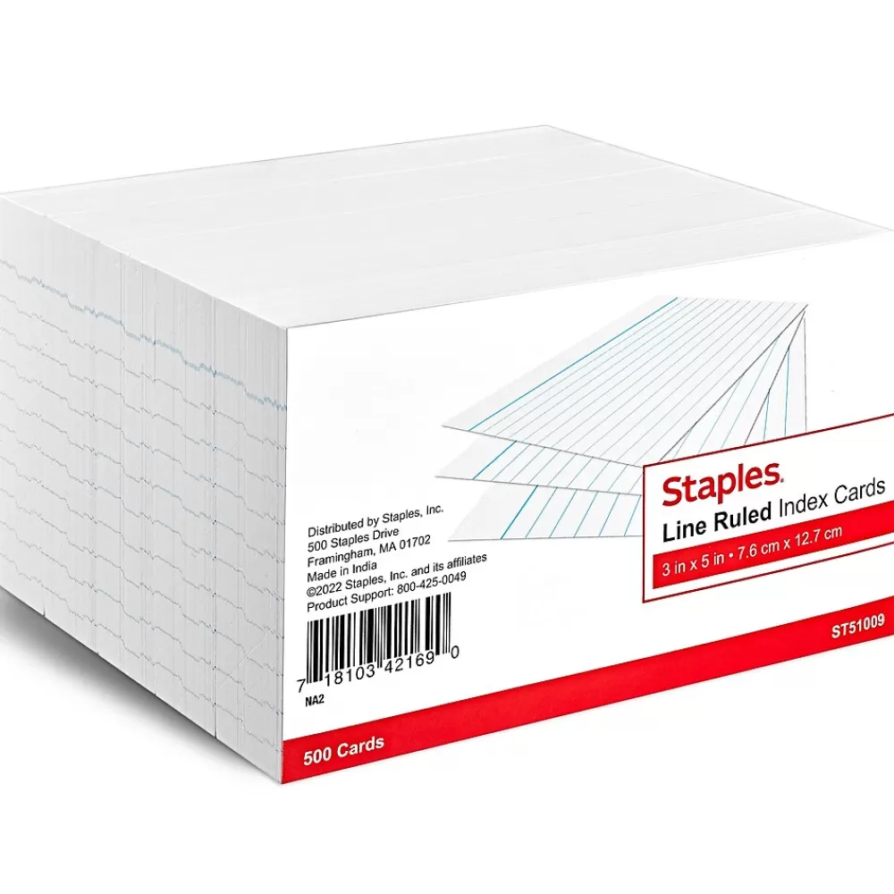 Staples 3" x 5" Index Cards, Lined, White, 500/Pack (TR51009) Shop