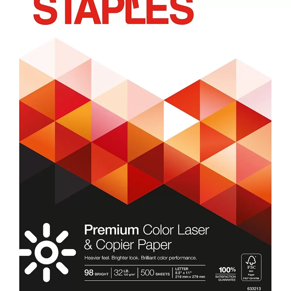 Staples 8.5" x 11" Laser Paper, 32 lbs., 98 Brightness, 500/Ream (85047 / 86047) Discount