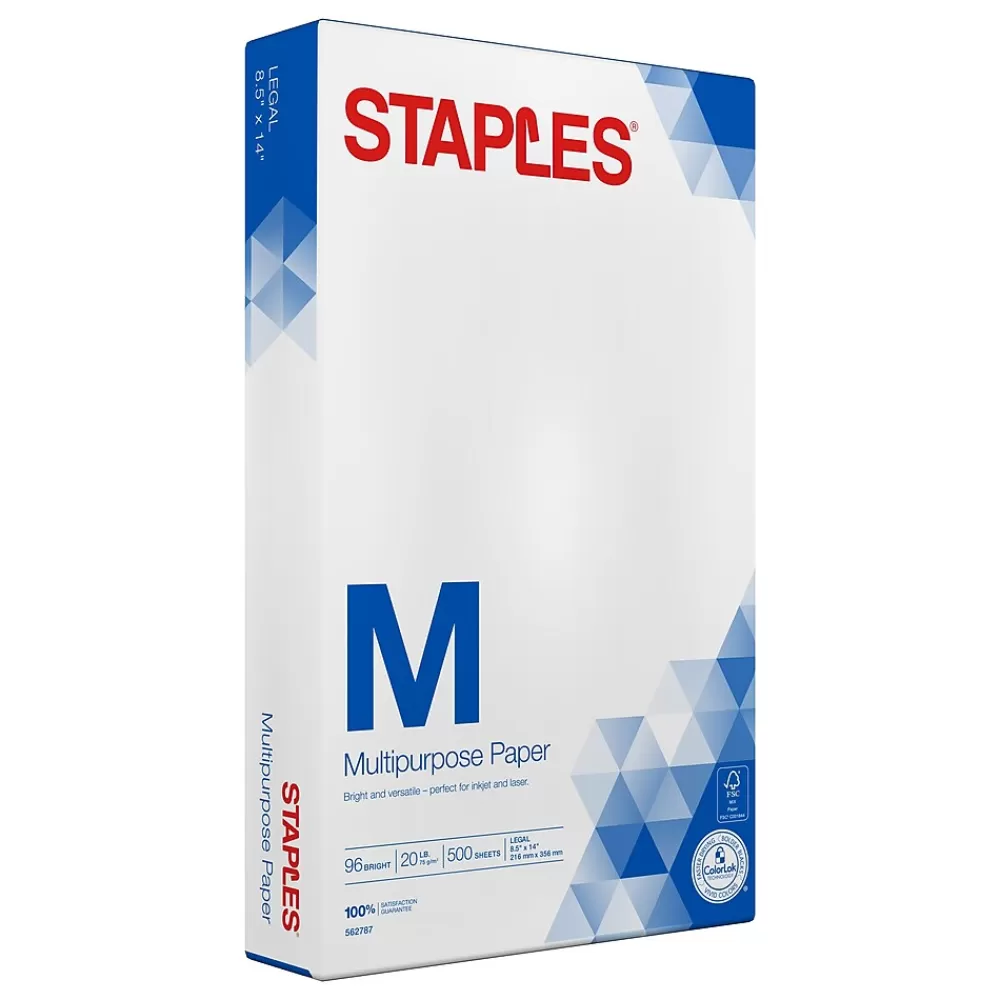 Staples 8.5" x 14" Multipurpose Paper, 20 lbs., 96 Brightness, 500/Ream (05029) Fashion