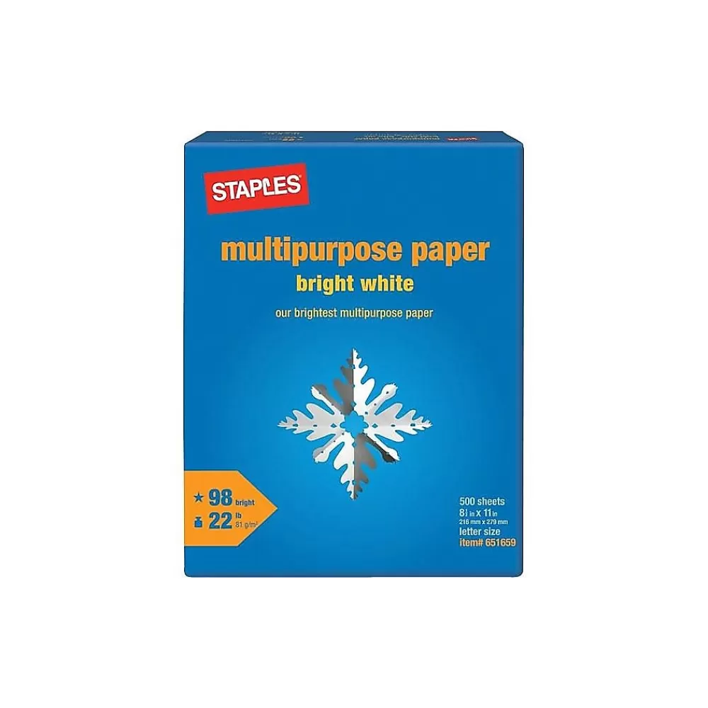 Staples 8.5" x 11" Multipurpose Paper, 22 lbs., 98 Brightness, 500/Ream (22098) Best Sale