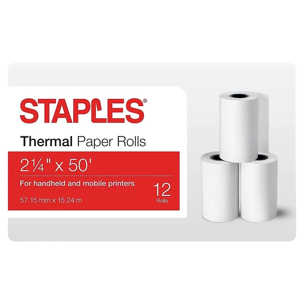 Staples 2.25" x 50' Thermal Fax Paper, 12/Carton (29886) Hot